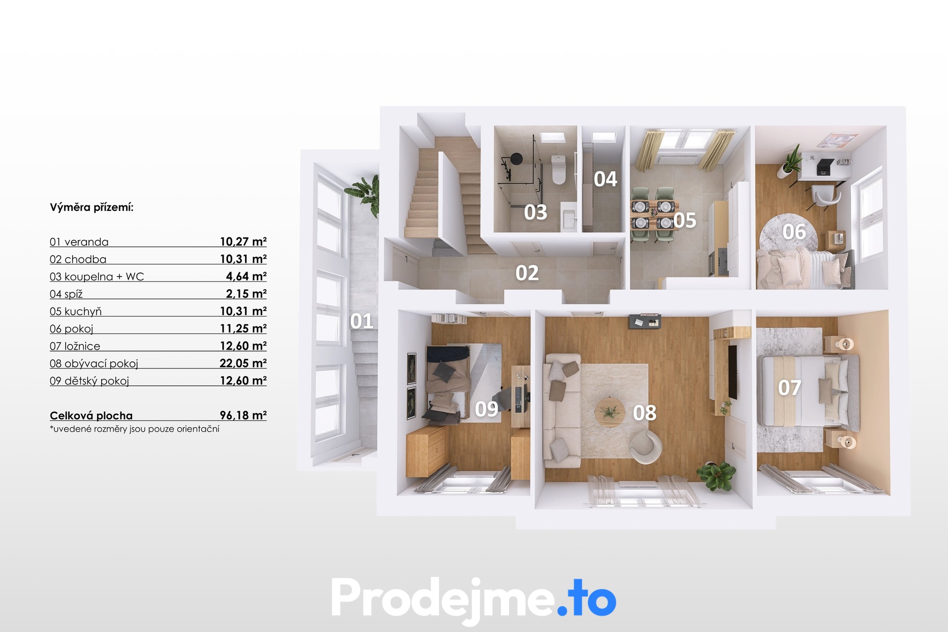 3D půdorys - přízemí